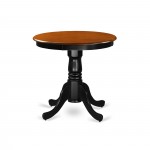 Edan Dining Table Made Of Rubber Wood, 30 Inch Round, Black And Cherry Finish