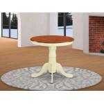 Edan Dining Table Made Of Rubber Wood, 30 Inch Round, Buttermilk And Cherry