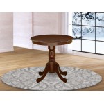 Edan Dining Table Made Of Rubber Wood, 30 Inch Round, Mahogany Finish