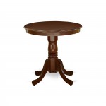 Edan Dining Table Made Of Rubber Wood, 30 Inch Round, Mahogany Finish