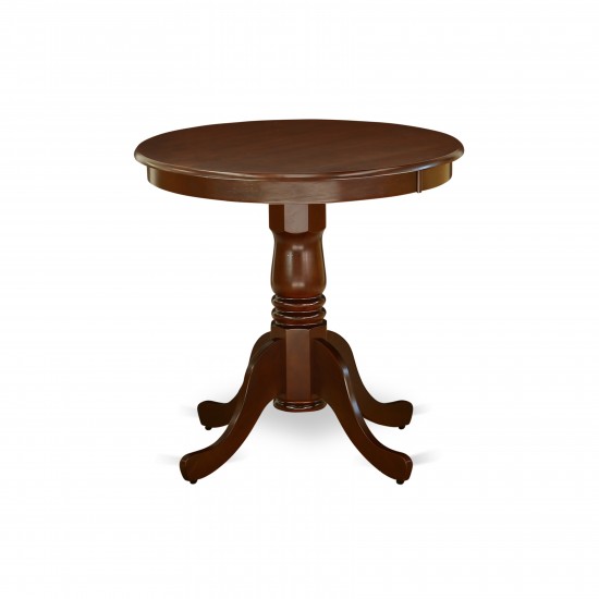 Edan Dining Table Made Of Rubber Wood, 30 Inch Round, Mahogany Finish