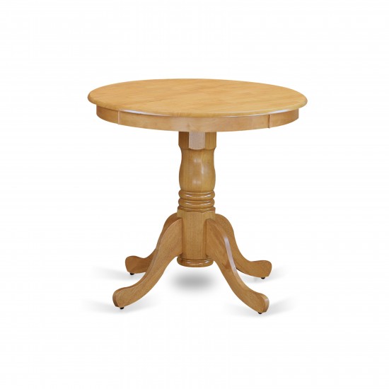 Edan Dining Table Made Of Rubber Wood, 30 Inch Round, Oak Finish