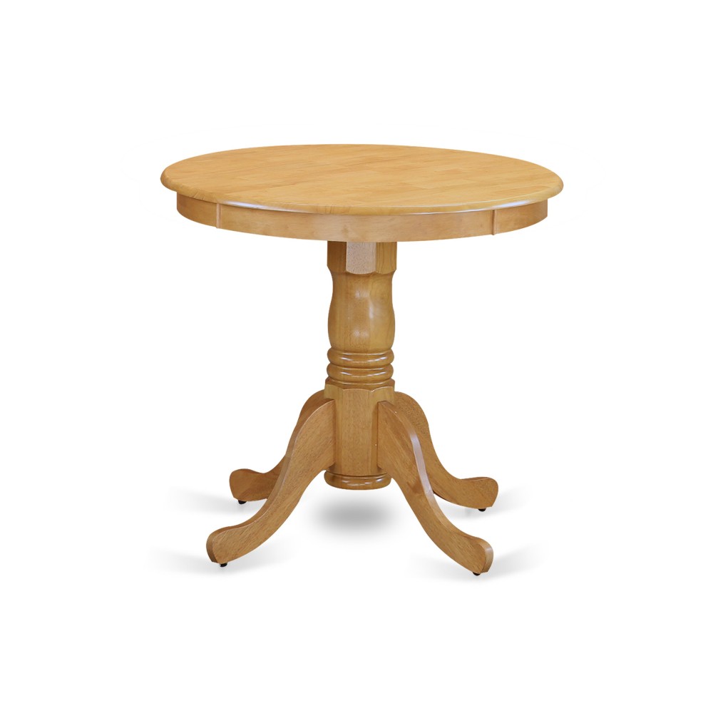 Edan Dining Table Made Of Rubber Wood, 30 Inch Round, Oak Finish Edan Dining Table Made Of Rubber Wood, 30 Inch Round, Oak Finish