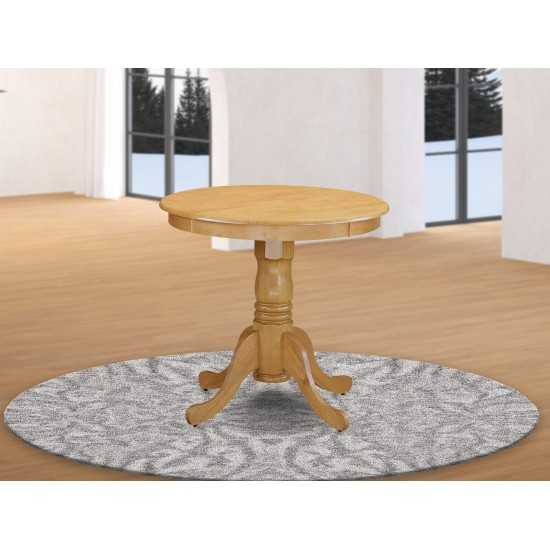 Edan Dining Table Made Of Rubber Wood, 30 Inch Round, Oak Finish