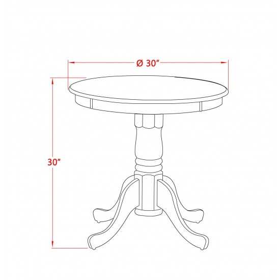 Edan Dining Table Made Of Rubber Wood, 30 Inch Round, Oak Finish