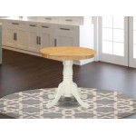 Edan Dining Table Rubber Wood, Oak Finish Top, 30", White Finish Pedestal