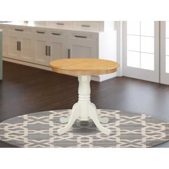 Edan Dining Table Rubber Wood, Oak Finish Top, 30", White Finish Pedestal