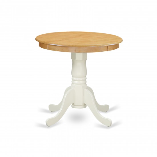 Edan Dining Table Rubber Wood, Oak Finish Top, 30", White Finish Pedestal