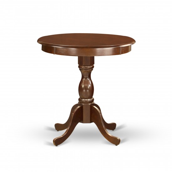 Small Dining Table, Oak Color Top Surface, Asian Wood Table Pedestal Legs Oak Finish