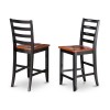 Fairwinds Stool Linen Fabric Seat With Lader Back In Black & Cherry - Set Of 2