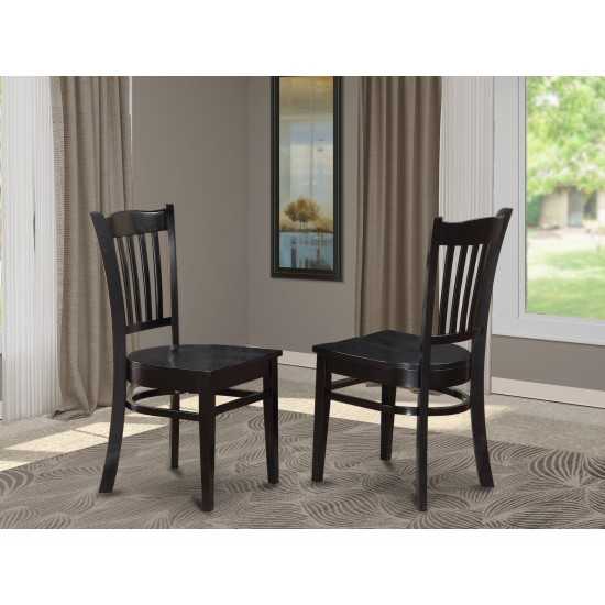 Groton Dining Chair With Wood Seat In Black Finish - Set Of 2, Black