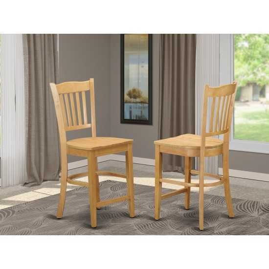 Groton Counter Stools With Wood Seat In Oak Finish - Set Of 2