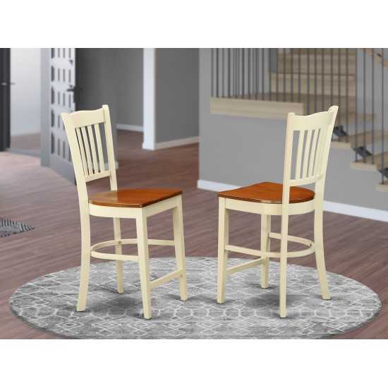 Groton Counter Stools With Wood Seat In Buttermilk And Cherry- Set Of 2