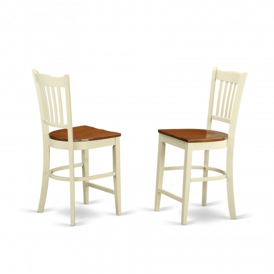 Groton Counter Stools With Wood Seat In Buttermilk And Cherry- Set Of 2