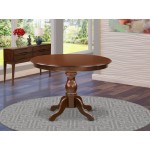 Dinette Table, Mahogany Color Top Surface, Asian Wood Dining Table Pedestal Legs Mahogany Finish