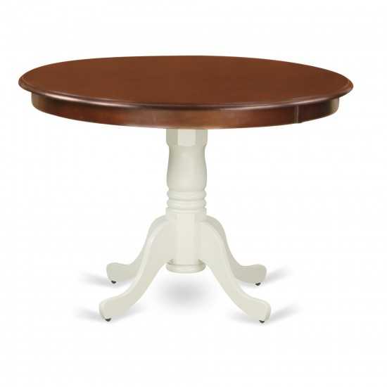 Hartland Table 42" Diameter Round Table, Mahogany & Linen White