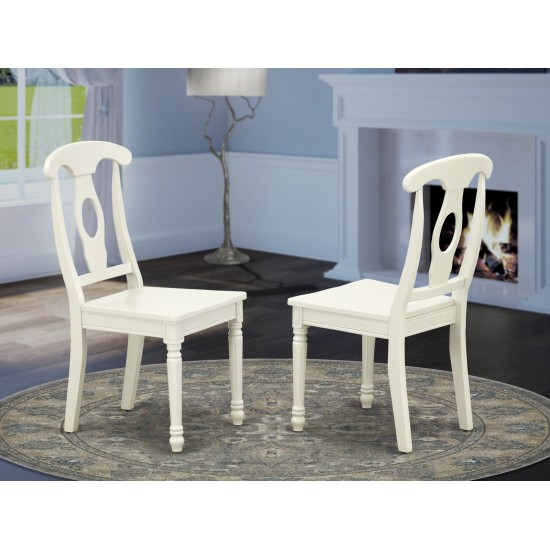 Kenley Nappoleon-Styled Dining Chair, Plain Wood Seat In Linen White- Set Of 2