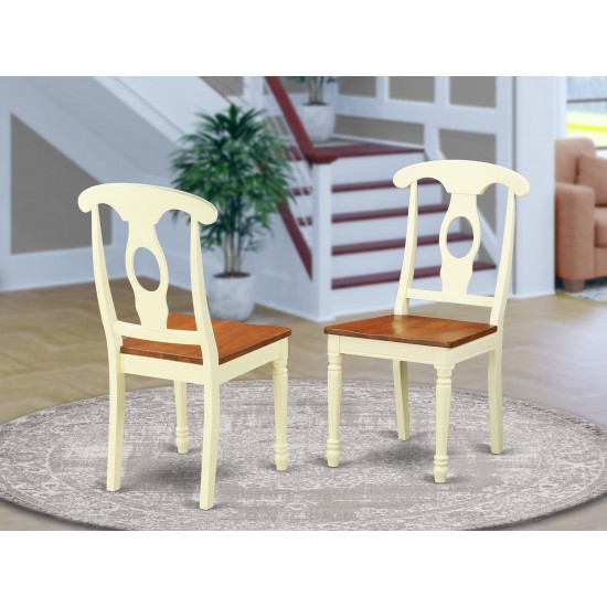 Napoleon Styled Chair With Wood Seat - Set Of 2, Buttermilk & Cherry