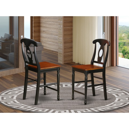 Kenley Counter Height Stools With Wood Seat In Black And Cherry- Set Of 2