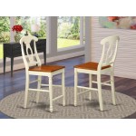 Kenley Counter Height Stools With Wood Seat In Buttermilk And Cherry- Set Of 2