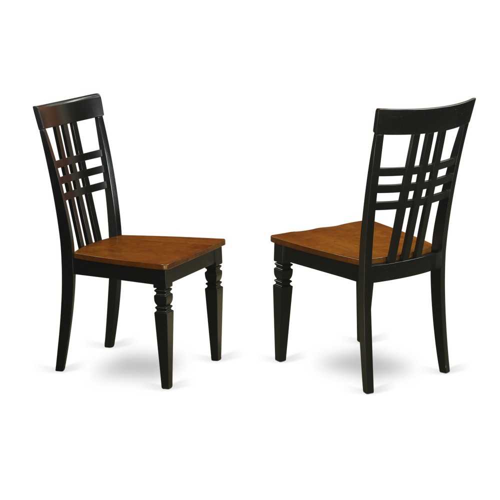 Logan Dining Chair With Wood Seat - Black & Cherry Finish- Set Of 2