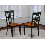 Logan Dining Chair With Wood Seat - Black & Cherry Finish- Set Of 2