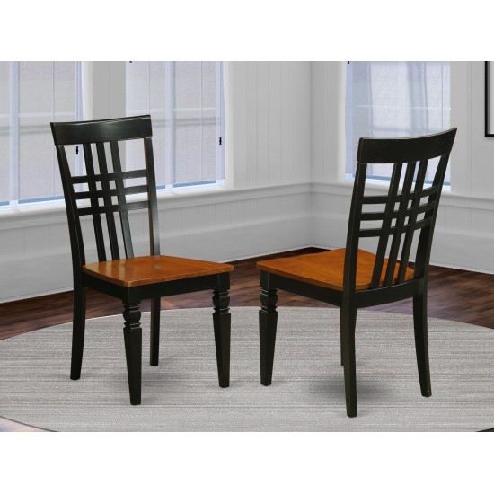 Logan Dining Chair With Wood Seat - Black & Cherry Finish- Set Of 2