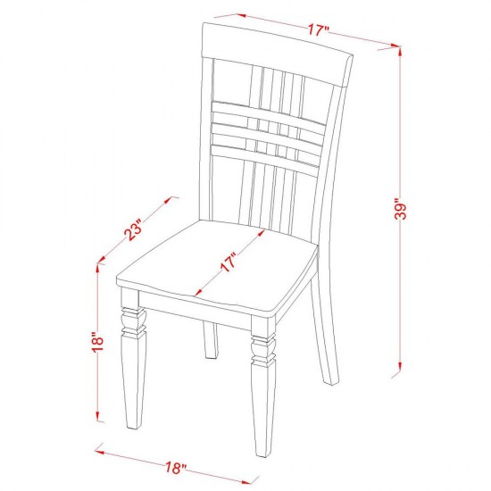 Logan Dining Chair With Wood Seat - Black & Cherry Finish- Set Of 2