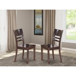 Lynfield Dining Chair With Wood Seat In Cappuccino Finish - Set Of 2