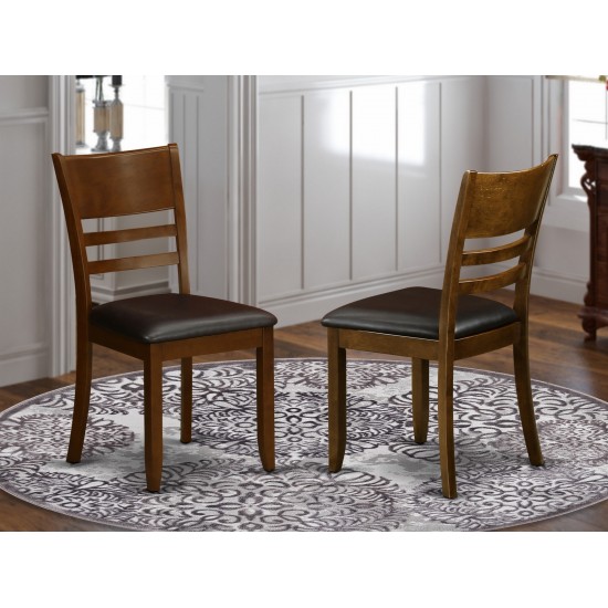 Lynfield Dining Room Chair, Faux Leather Upholstered Seat In Espresso- Set Of 2