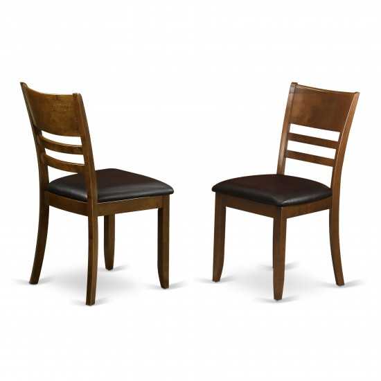 Lynfield Dining Room Chair, Faux Leather Upholstered Seat In Espresso- Set Of 2