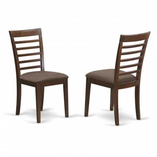 Milan Kitchen Chair With Linen Upholstery Seat - Mahogany Finish - Set Of 2