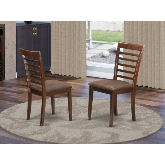 Milan Kitchen Chair With Linen Upholstery Seat - Mahogany Finish - Set Of 2