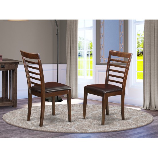 Milan Kitchen Chair With Faux Leather Seat - Mahogany Finish - Set Of 2