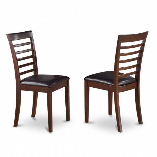 Milan Kitchen Chair With Faux Leather Seat - Mahogany Finish - Set Of 2