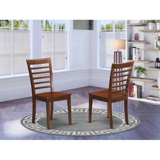 Milan Chair With Wood Seat - Mahogany Finish - Set Of 2