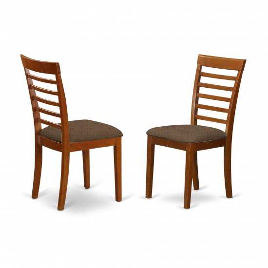 Milan Dining Chair With Cushion Seat - Saddle Brown Finish - Set Of 2