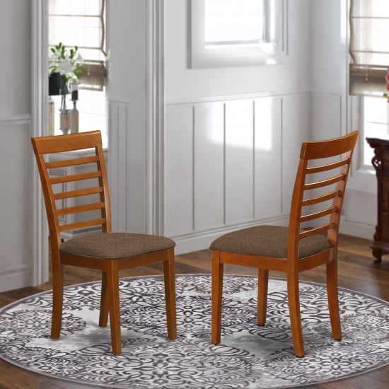 Milan Dining Chair With Cushion Seat - Saddle Brown Finish - Set Of 2