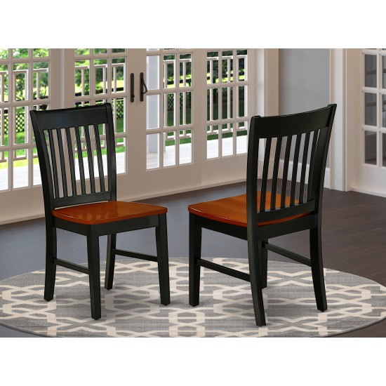 Norfolk Dining Chair With Plain Wood Seat In Black & Cherry Finish - Set Of 2