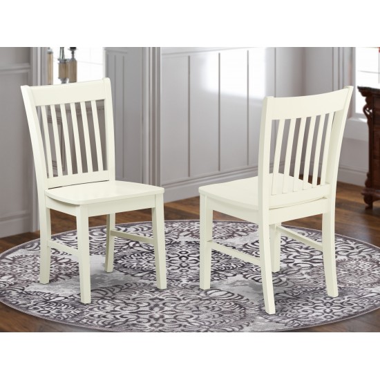 Norfolk Dining Chair With Wood Seat -Linen White Finish- Set Of 2