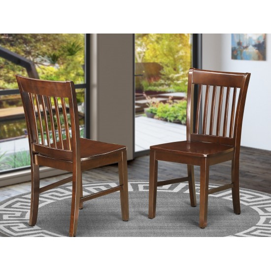 Norfolk Kitchen Dining Chair With Wood Seat -Mahogany Finish- Set Of 2