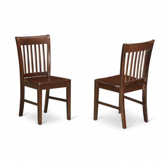 Norfolk Kitchen Dining Chair With Wood Seat -Mahogany Finish- Set Of 2