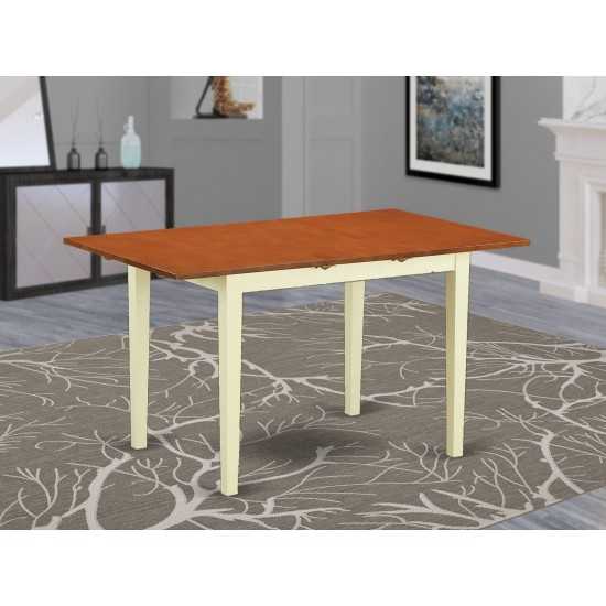 Norfolk Rectangular Table With 12" Butterfly Leaf -Buttermilk And Cherry