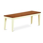 Nicoli Dining Bench With Wood Seat In Buttermilk And Cherry Finish