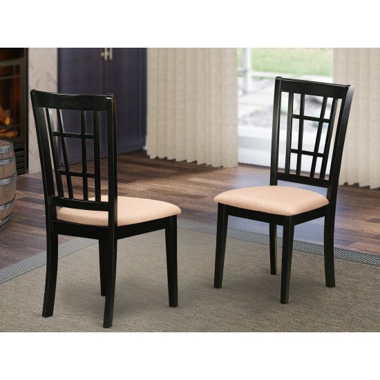 Nicoli Kitchen Chair With Linen Fabric Seat - Set Of 2