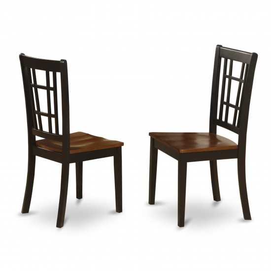 Nicoli Dining Chair With Wood Seat In Black & Cherry Finish - Set Of 2