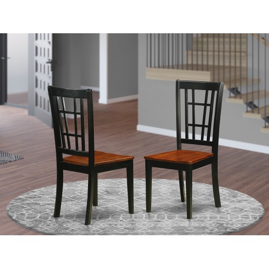 Nicoli Dining Chair With Wood Seat In Black & Cherry Finish - Set Of 2