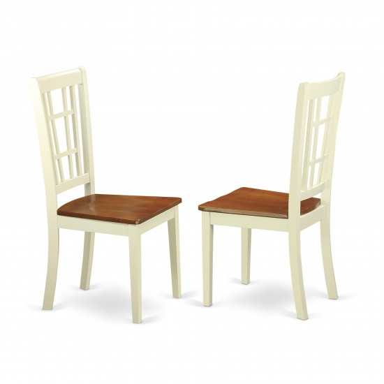 Nicoli Dining Chair With Wood Seat Buttermilk & Brown Finish - Set Of 2