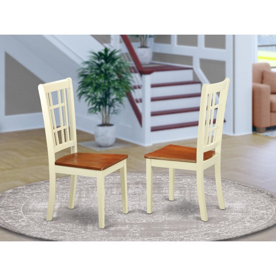 Nicoli Dining Chair With Wood Seat Buttermilk & Brown Finish - Set Of 2