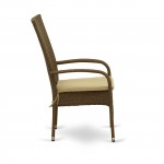 Oslo Patio Chair With Cushion, Brown Wicker, And Beige Cushion - Set Of 2